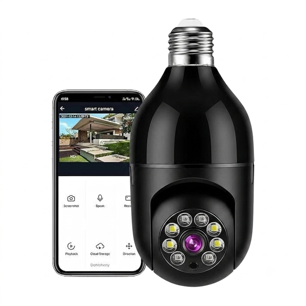 Caméra de Sécurité Intelligente Wi-Fi E27 – Vision 360° Ultra HD